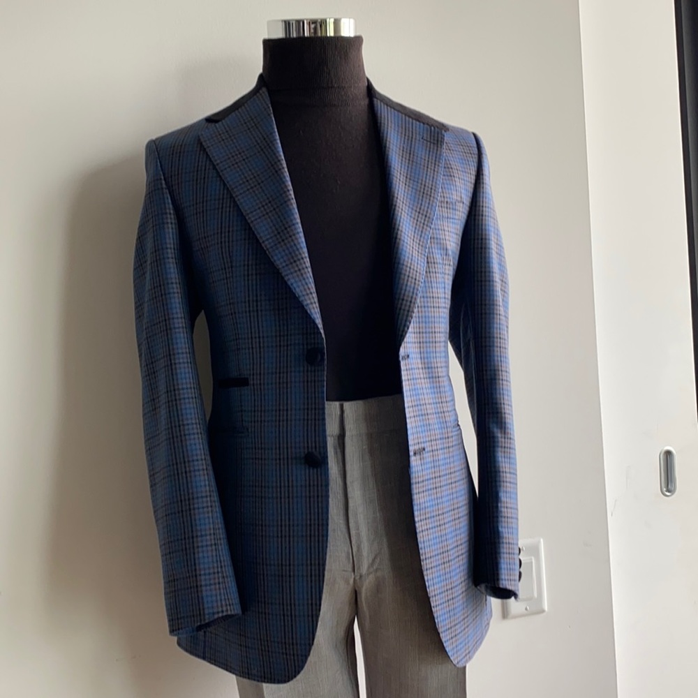 $1,295 3P Bespoke Custom Suede Collar Suit 48R - Picture 5 of 16